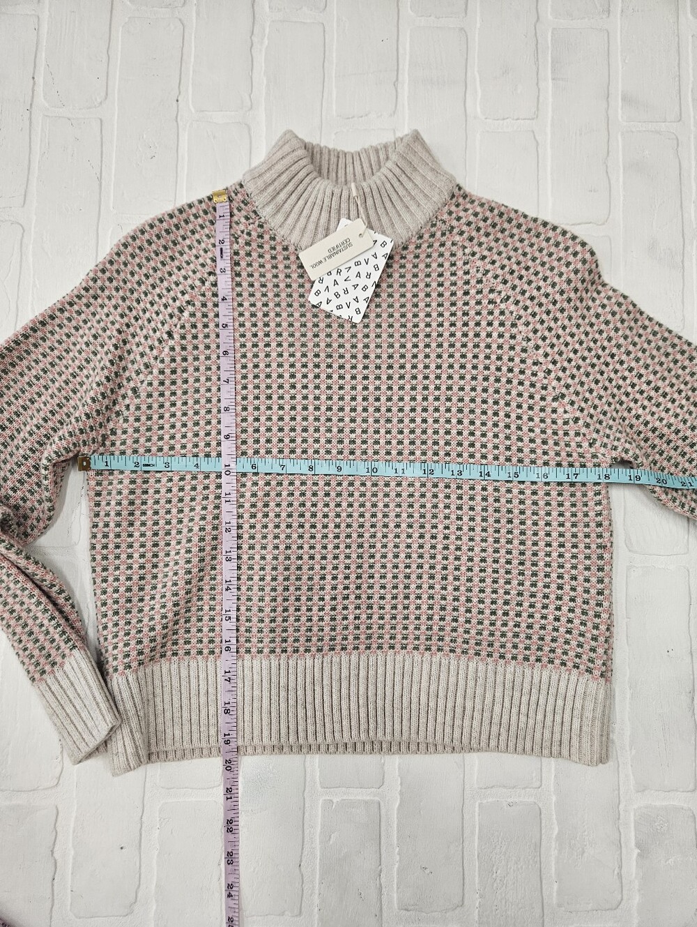 Mock Neck Sweater With Check Pattern - Picture 5 of 6